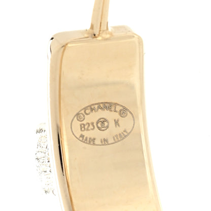 Chanel Crystal Pearl CC Hoop Earrings Gold Black 4 of 4
