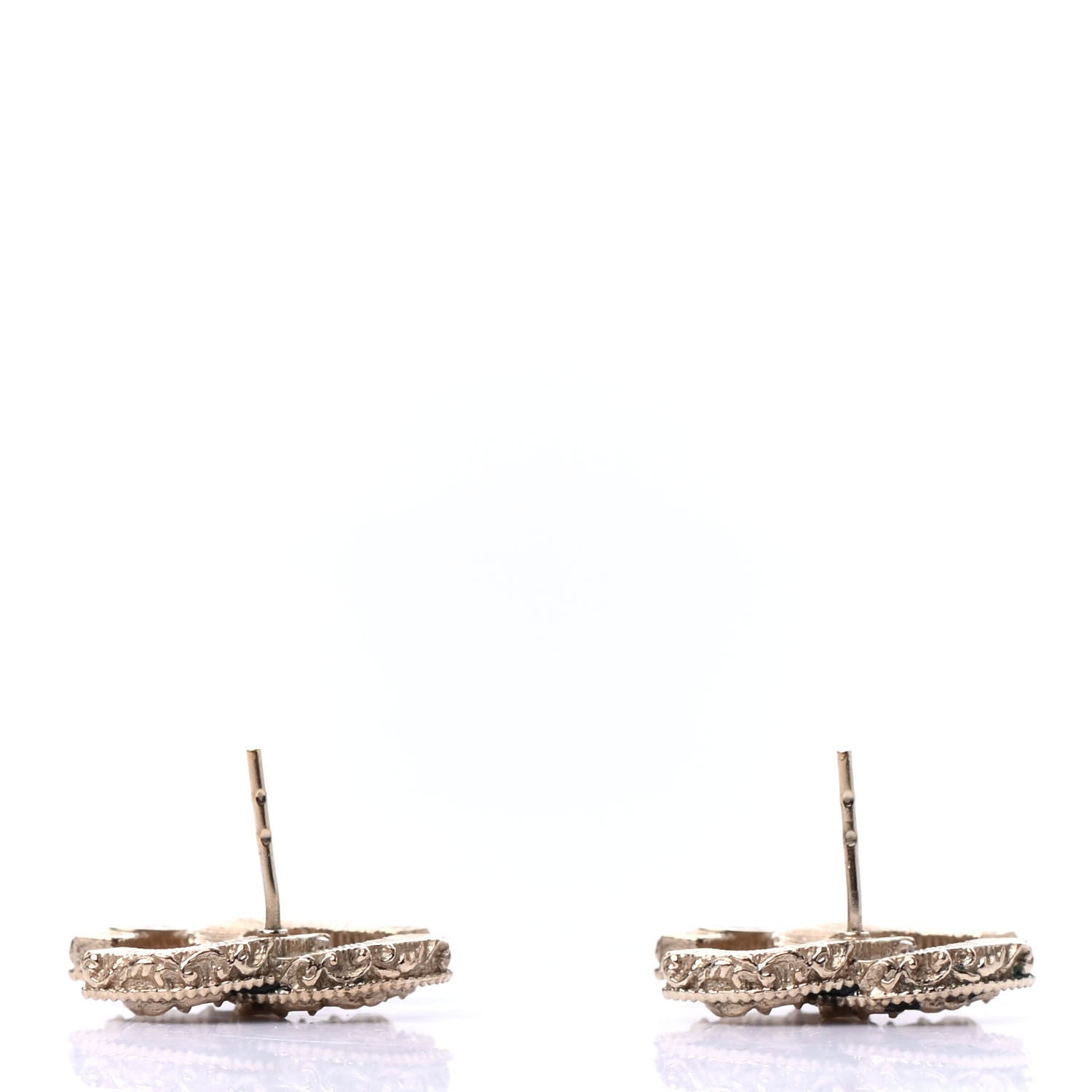 Chanel Enamel CC Baroque Earrings Black Gold 3 of 4