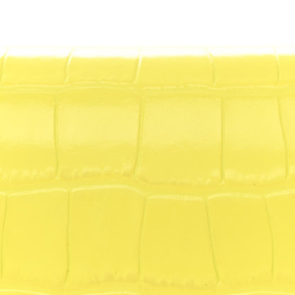Balenciaga Shiny Calfskin Crocodile Embossed Hourglass Stretch Sling Shoulder Bag Yellow 8 of 15