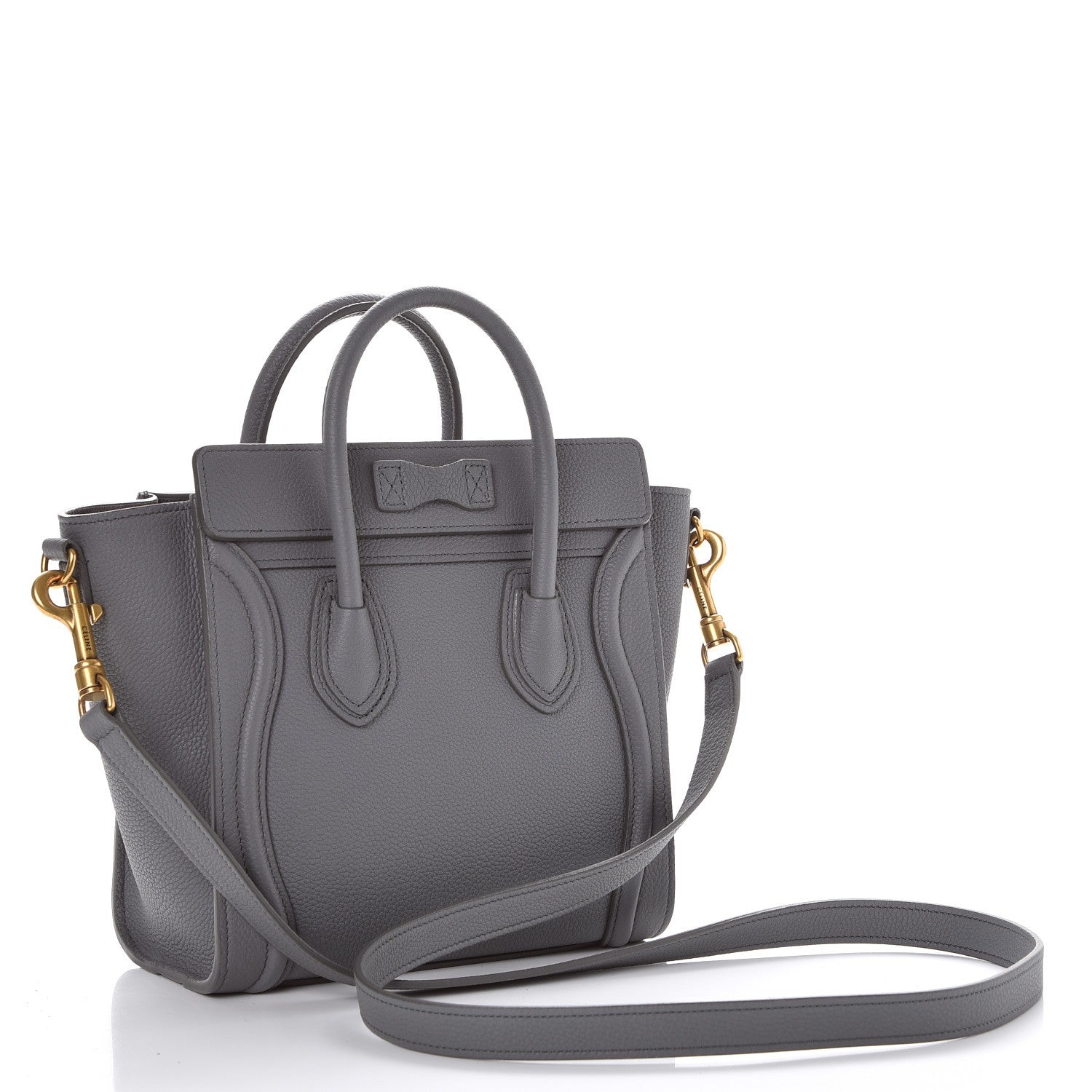 Celine Drummed Calfskin Nano Luggage Kohl 3 of 10