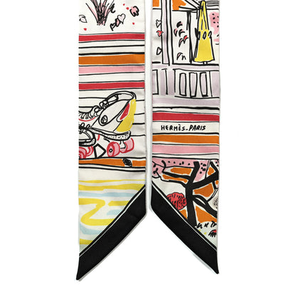 Hermes Silk Twilly Rayures d'Ete Jaune Bleu Orange 2 of 4
