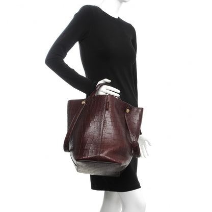 Mulberry Deep Calfskin Crocodile Embossed Kite Bucket Bag Oxblood 2 of 15