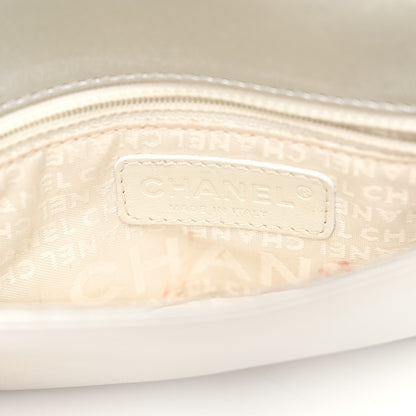 Chanel Metallic Lambskin Camellia Single Flap Silver 6 of 11