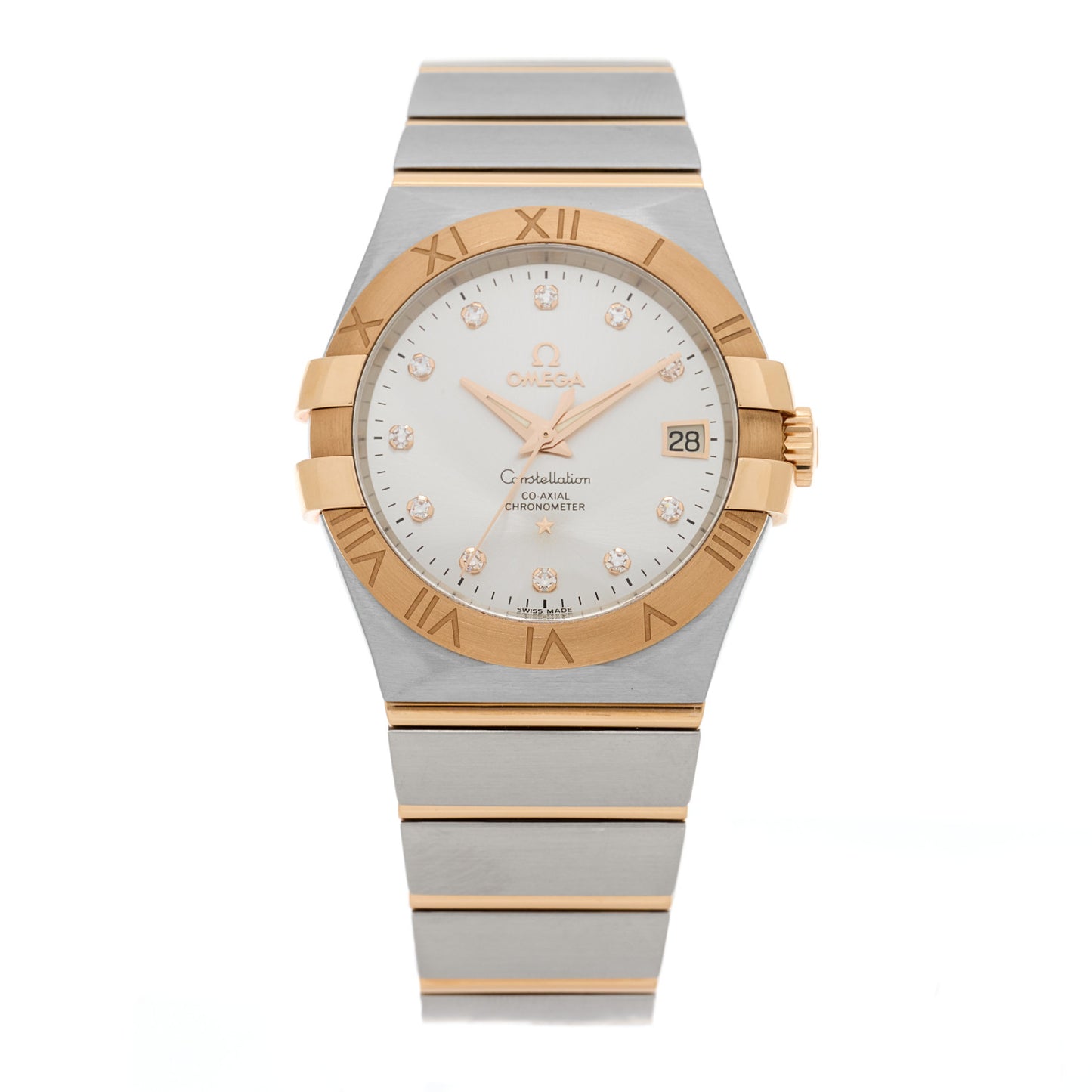 Stainless Steel 18K Red Gold Diamond 35mm Constellation Co-Axial Automatic Watch 123.20.35.20.52.001