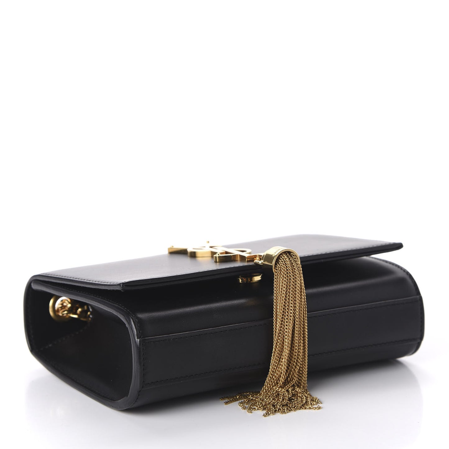 Calfskin Small Classic Monogram Kate Tassel Satchel Black