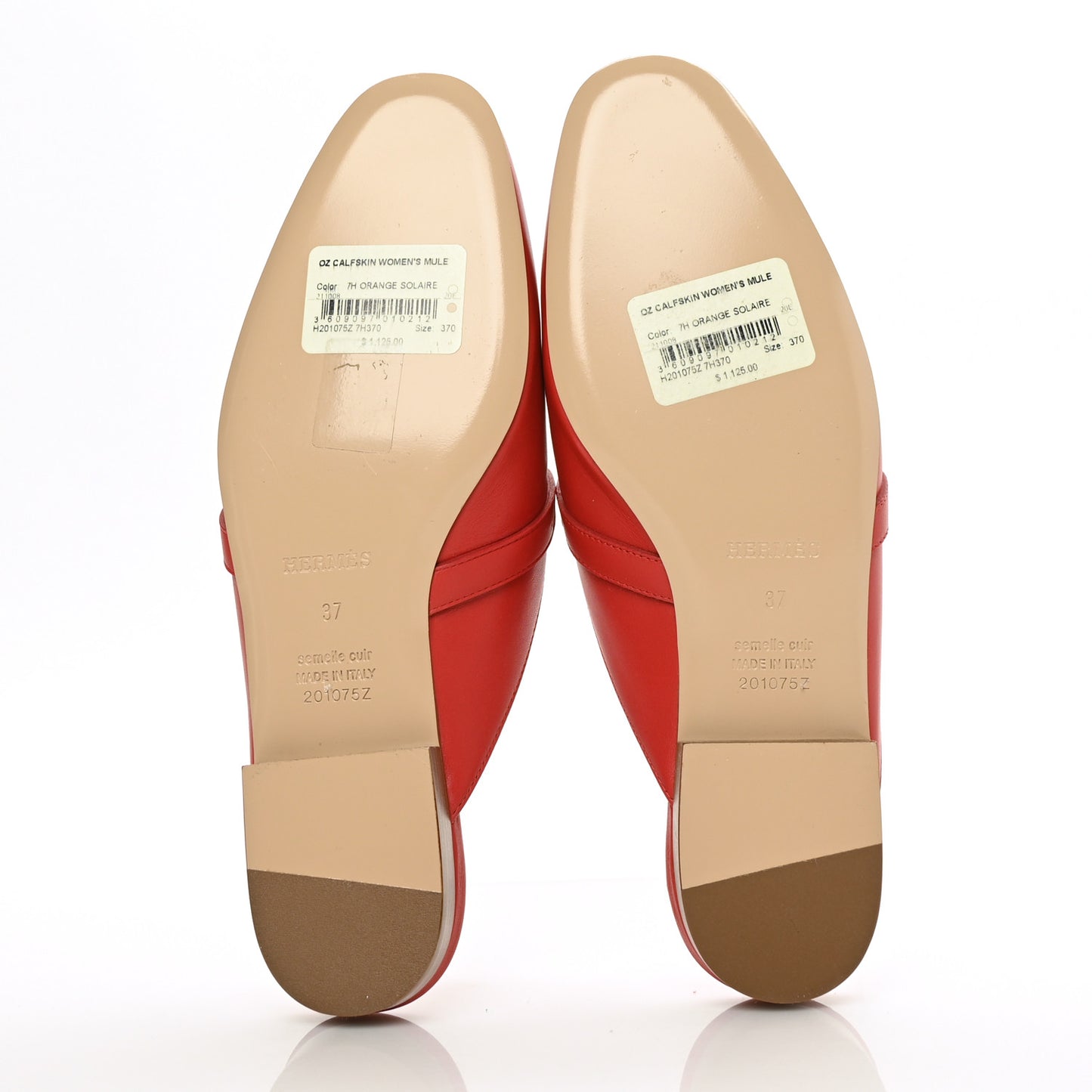 Calfskin Oz Mules 37 Orange Solaire