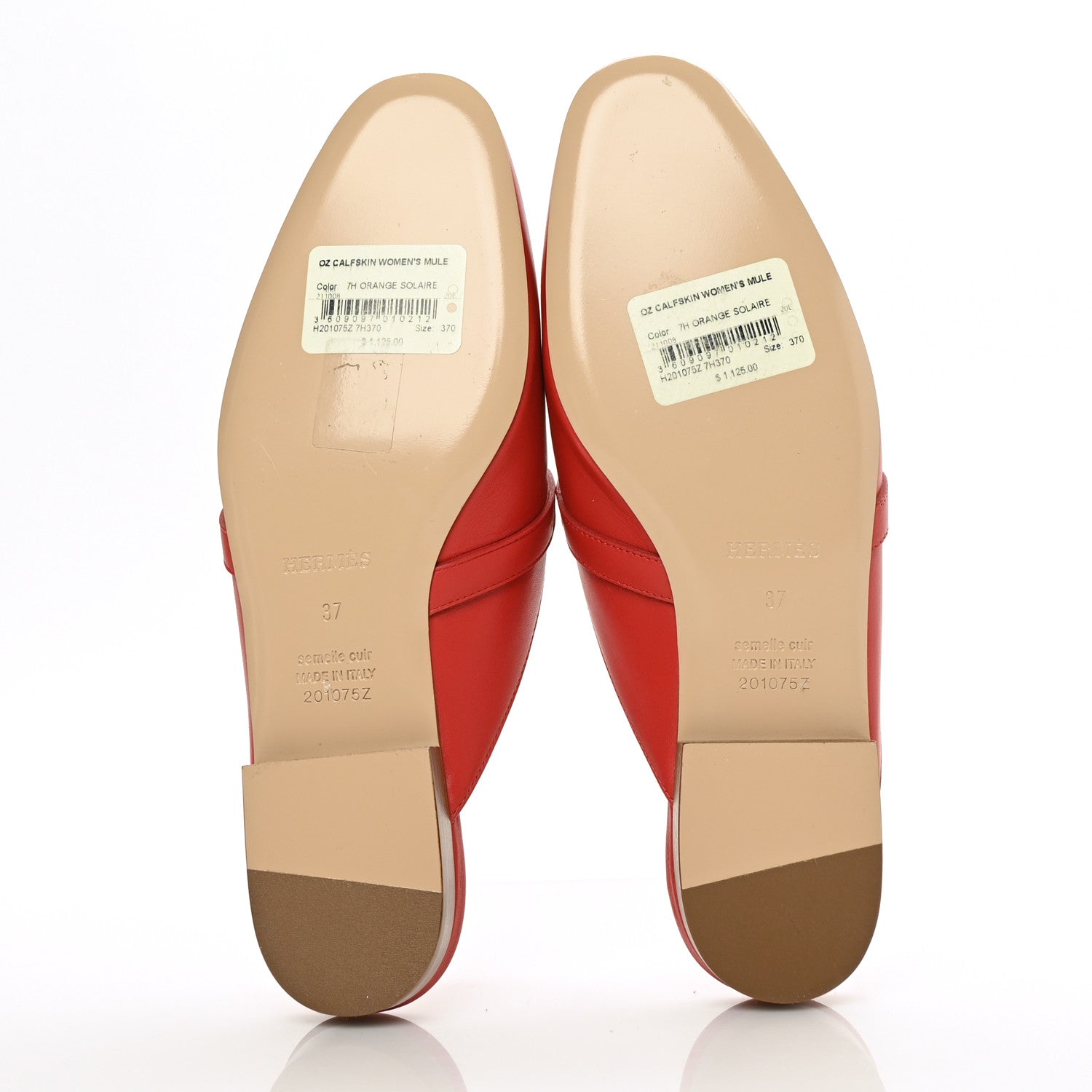 Hermes Calfskin Oz Mules 37 Orange Solaire 5 of 8