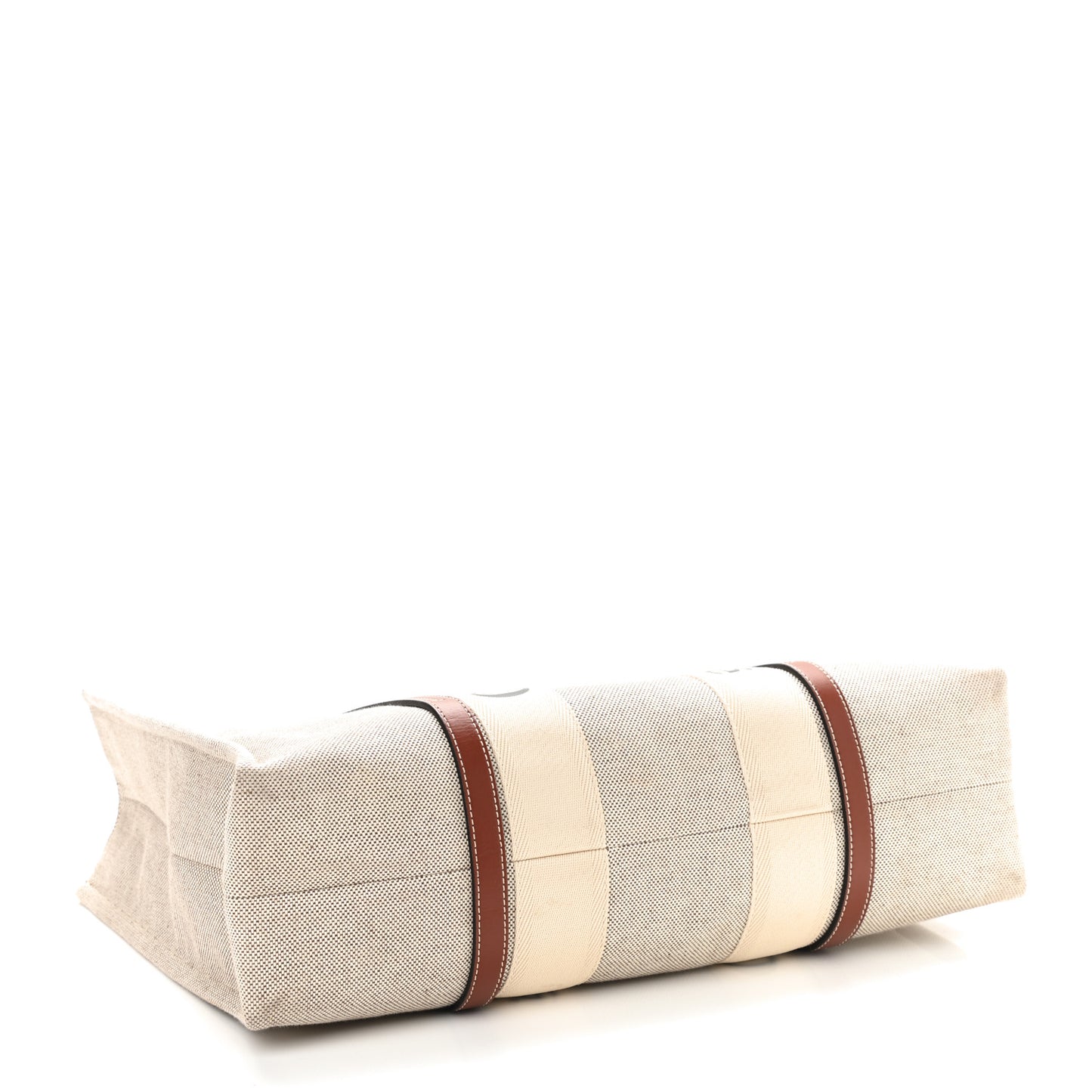 Cotton Calfskin Large Woody Ribbon Tote White Brown