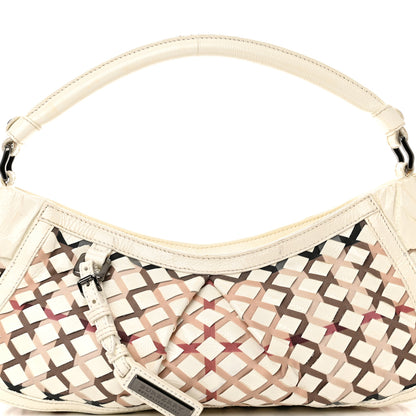 Burberry Patent Canvas Woven Nova Check Shoulder Bag White 7 of 15