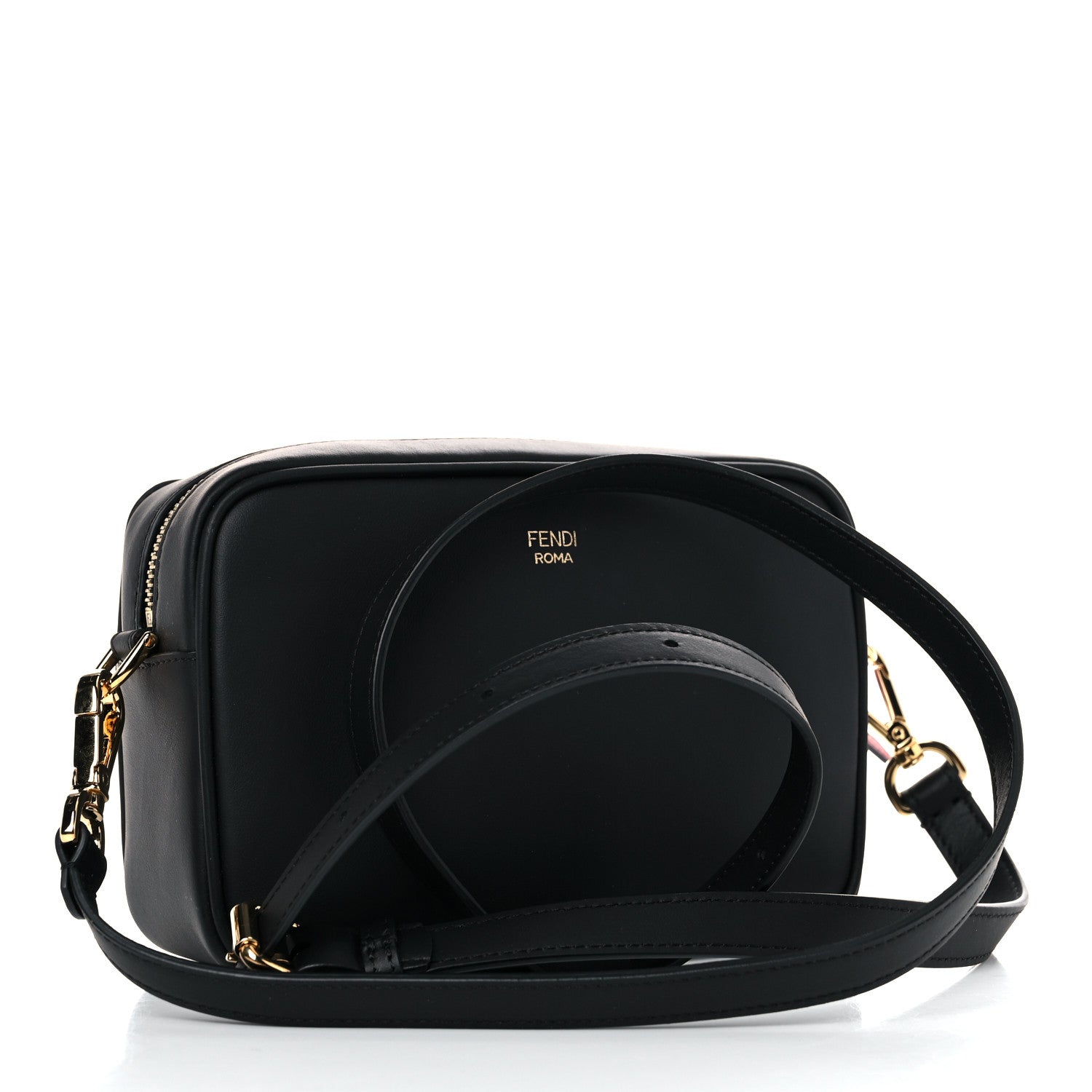 Fendi Vitello Century Bi-Color FF 1974 Embossed Mini Camera Case Maya Black 3 of 10