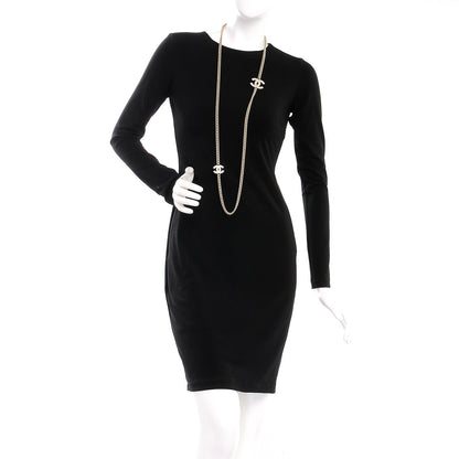 Chanel Quilted CC Long Chain Necklace Gold Pearly White 2 of 5