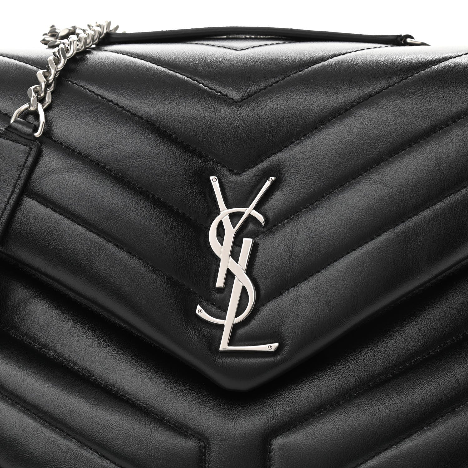 Saint Laurent Calfskin Y Quilted Monogram Medium Loulou Chain Satchel Black 9 of 11