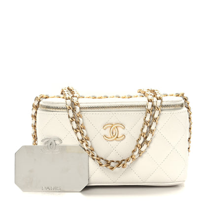 Chanel Caviar Quilted Coco Bracelet Vanity Case With Chain White 3 of 11