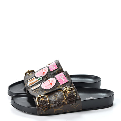 Louis Vuitton Monogram Patch Work World Tour Bom Dia Flat Mule 40 Black 3 of 11