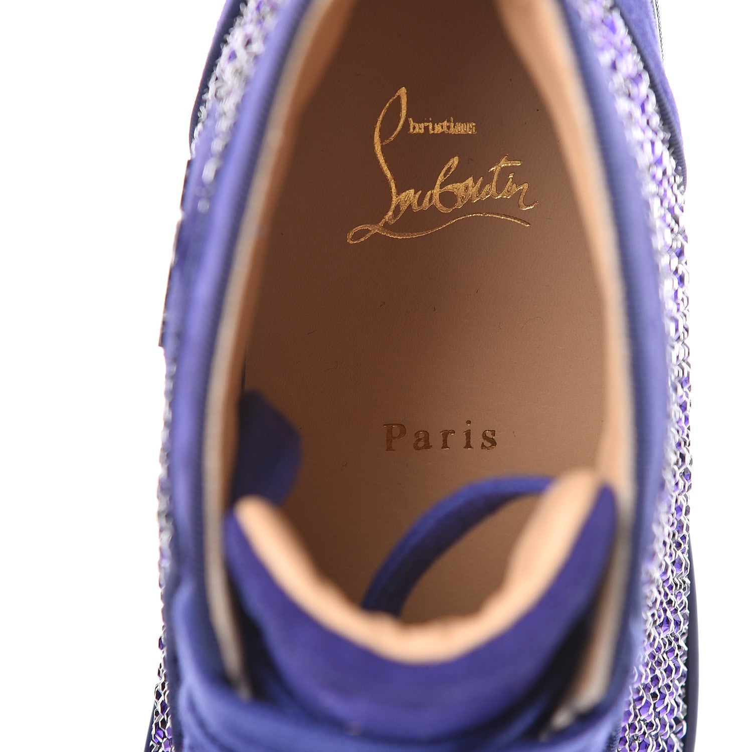Christian Louboutin Veau Velours Strass Louis Flat Sneakers 39 Version Encre 6 of 10