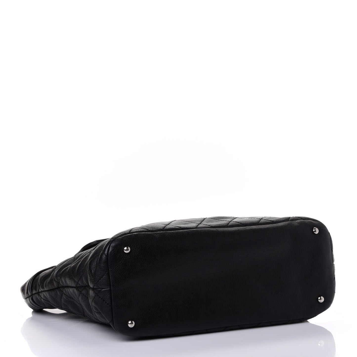 Calfskin Large Front Flap Tote Black