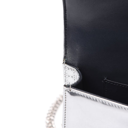 Christian Dior Metallic Patent Micro-Cannage Mini Diorama Flap Bag Silver 10 of 11