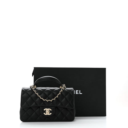Chanel Lambskin Quilted Mini Top Handle Rectangular Flap Black 11 of 11