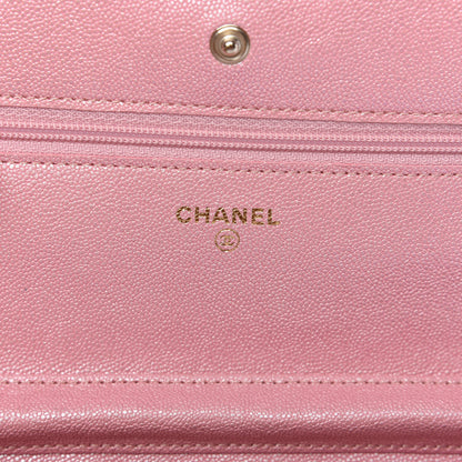 Chanel Iridescent Caviar Quilted Wallet on Chain WOC Rose Pink 8 of 11