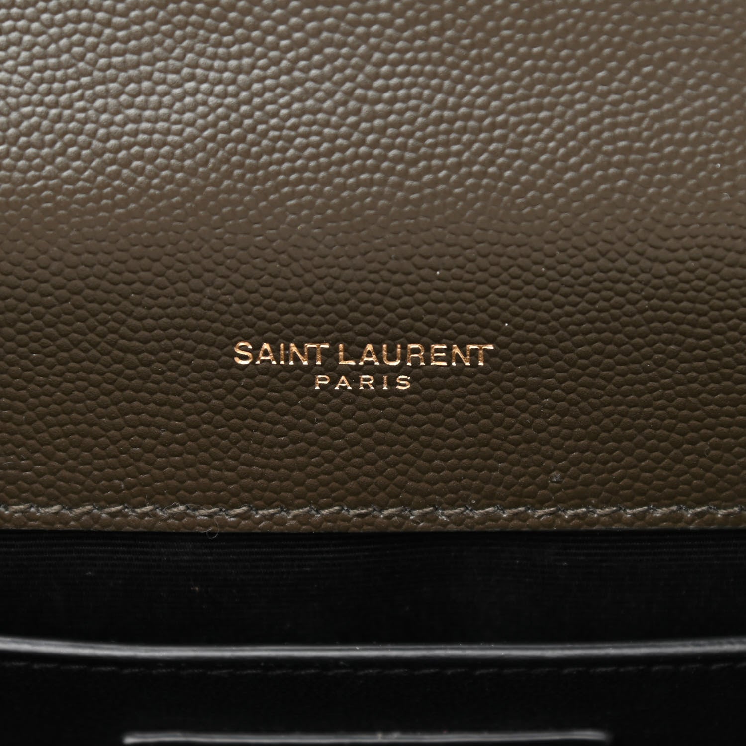 Saint Laurent Grain De Poudre Textured Mixed Matelasse Triquilt Medium Monogram Satchel Army Green 6 of 10