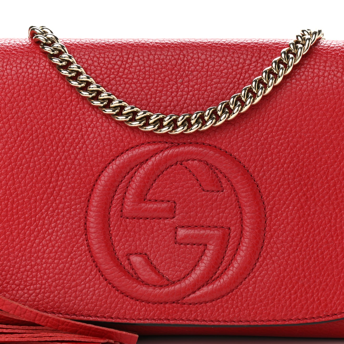Pebbled Calfskin Medium Soho Flap Crossbody Vibrant Red