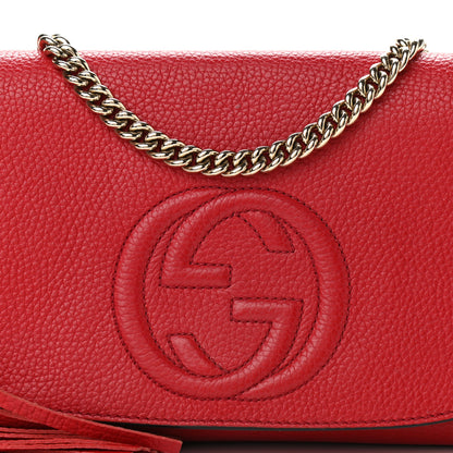Gucci Pebbled Calfskin Medium Soho Flap Crossbody Vibrant Red 7 of 11