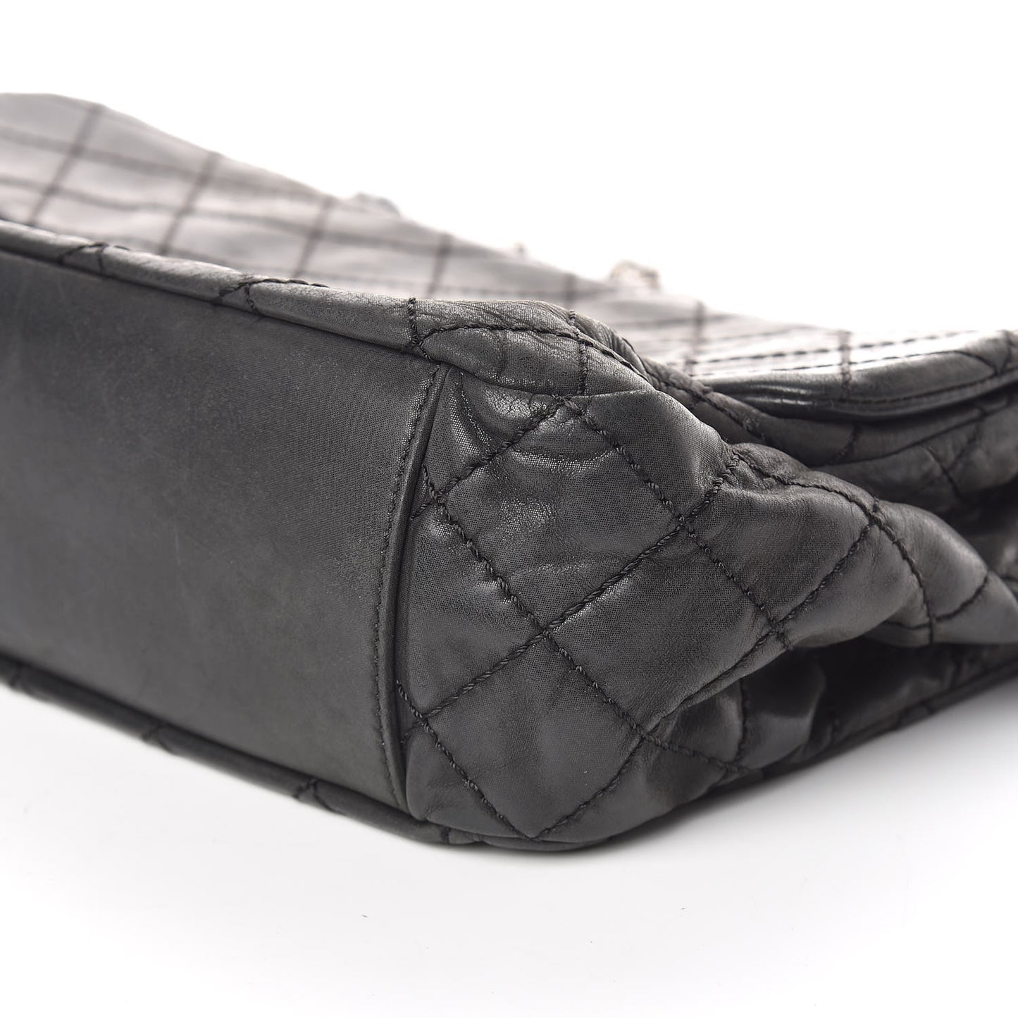 Iridescent Calfskin Large Coco Daily Flap Black
