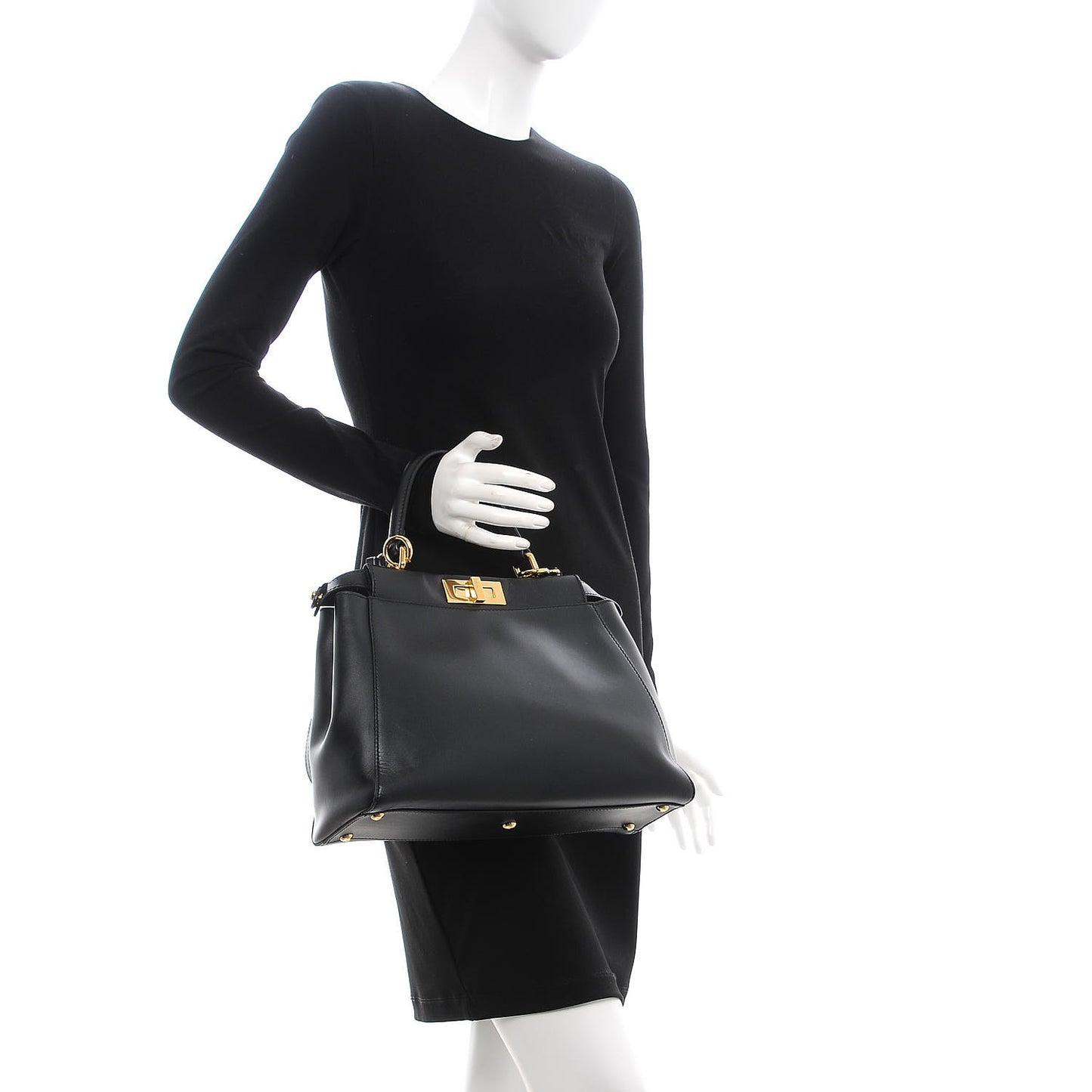 Vitello Morgan Shiny Nappa Medium Peekaboo Iconic Satchel Black