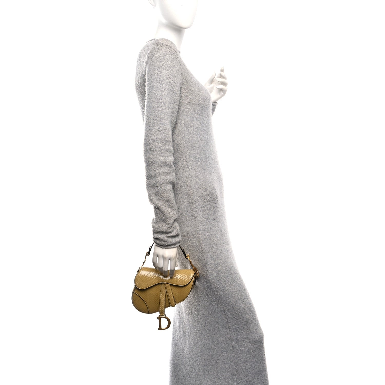 Christian Dior Snakeskin Mini Saddle Bag Green 2 of 10