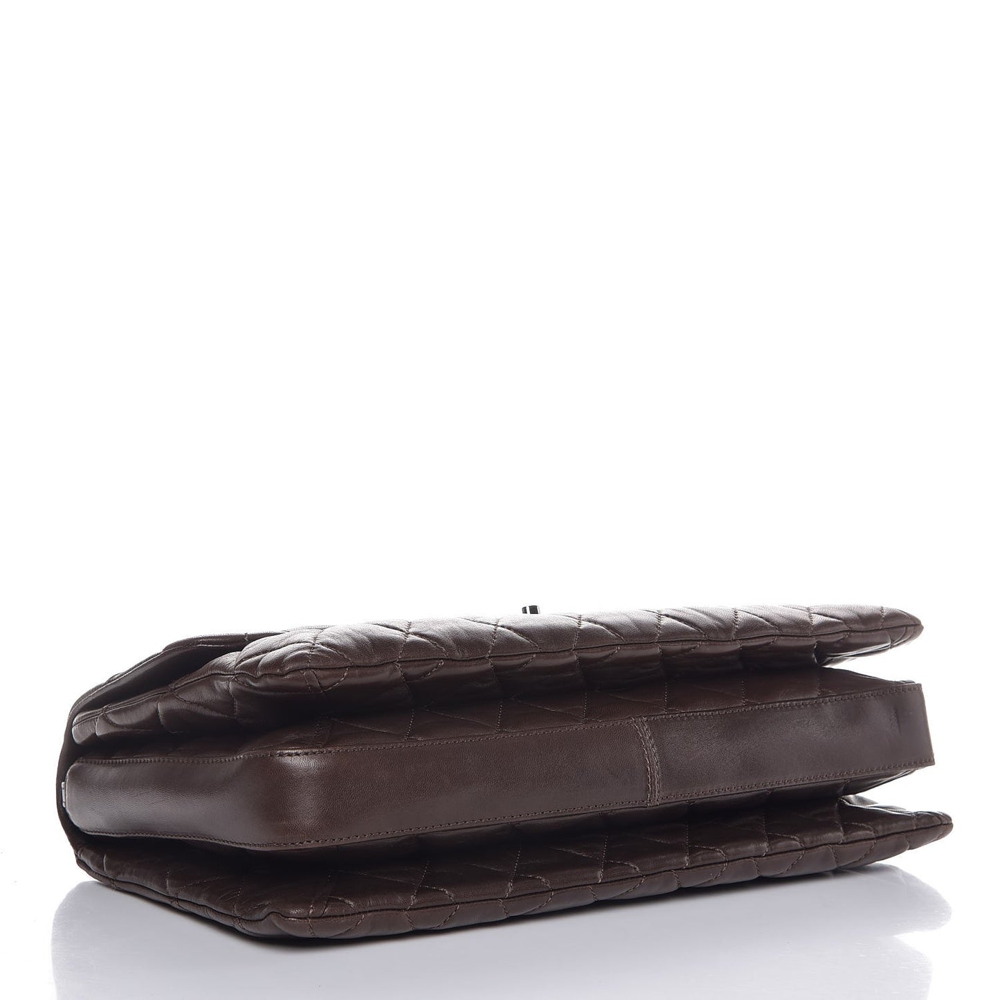 Lambskin Quilted Maxi 3 Flap Dark Brown