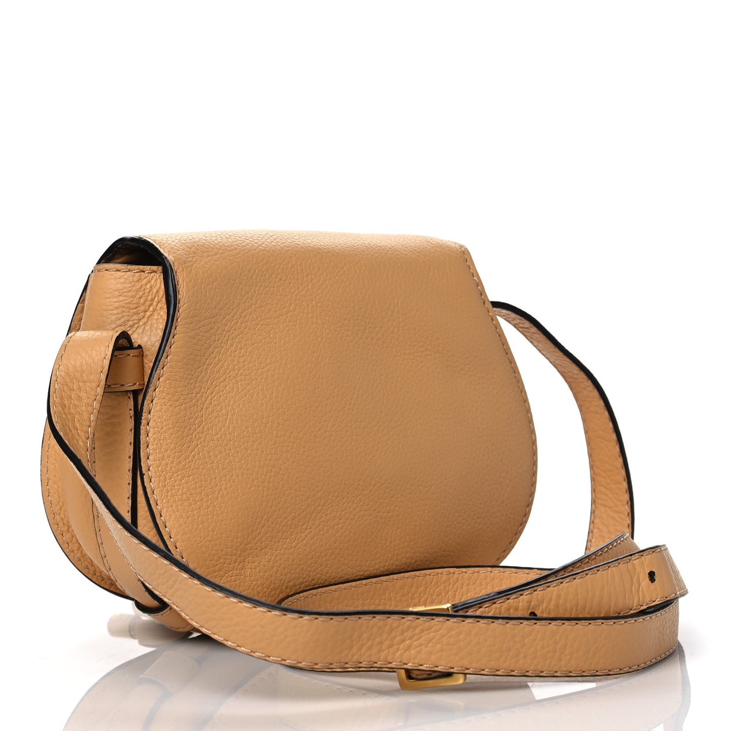 Calfskin Mini Marcie Round Crossbody Bag Bleached Brown