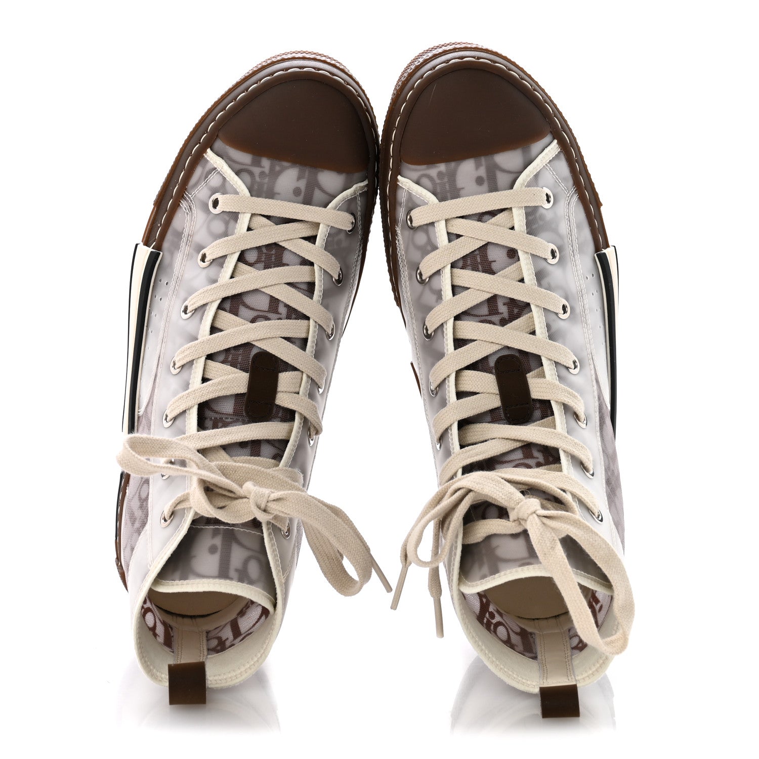 Christian Dior Technical Canvas Oblique Mens B23 High Top Sneakers 42 Brown Beige 2 of 10
