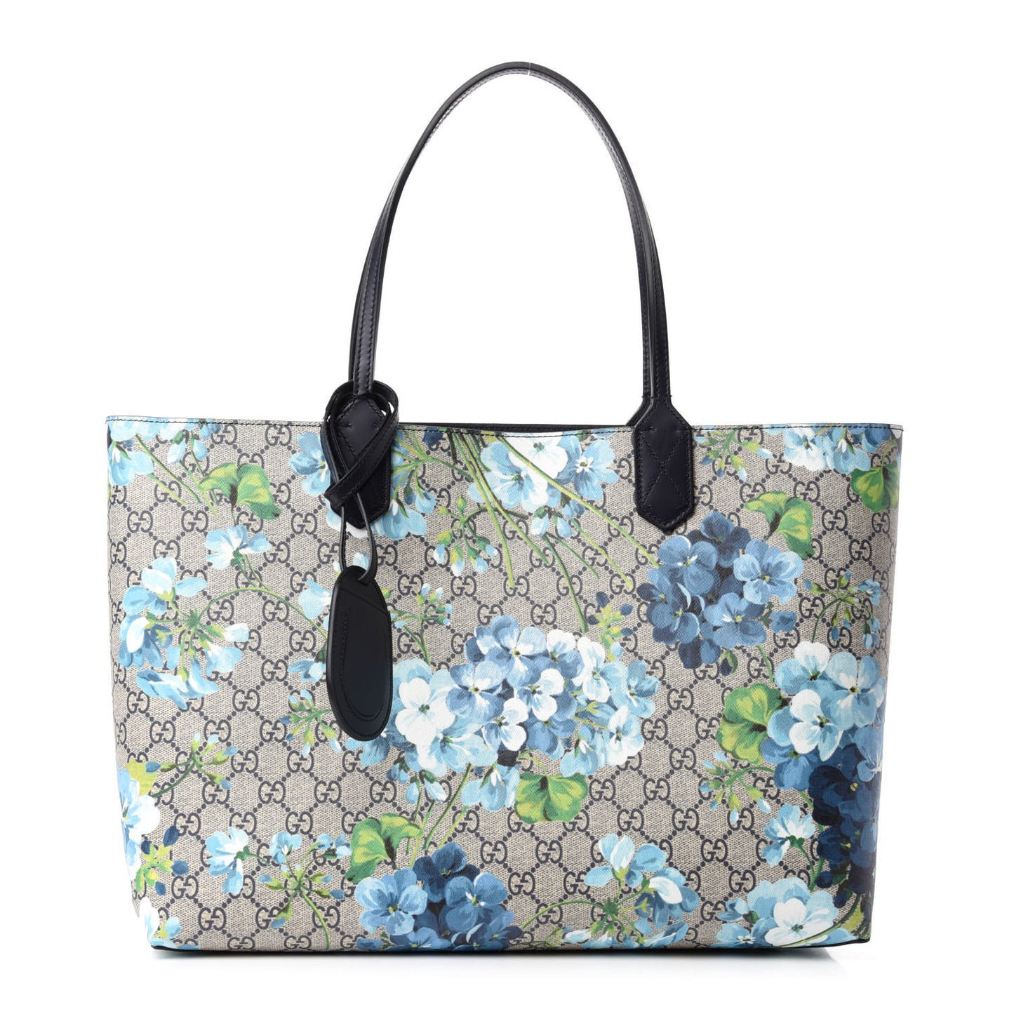GG Supreme Monogram Blooms Medium Reversible Tote Beige Blue Navy