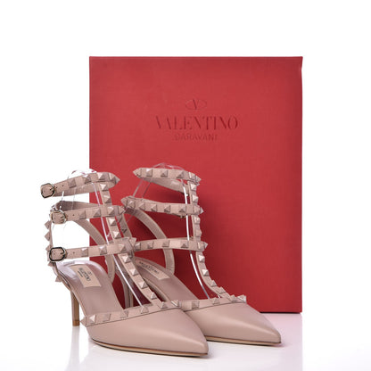 Valentino Garavani Nappa Monochrome Rockstud Ankle Strap 65mm Pumps 38 Poudre 10 of 10