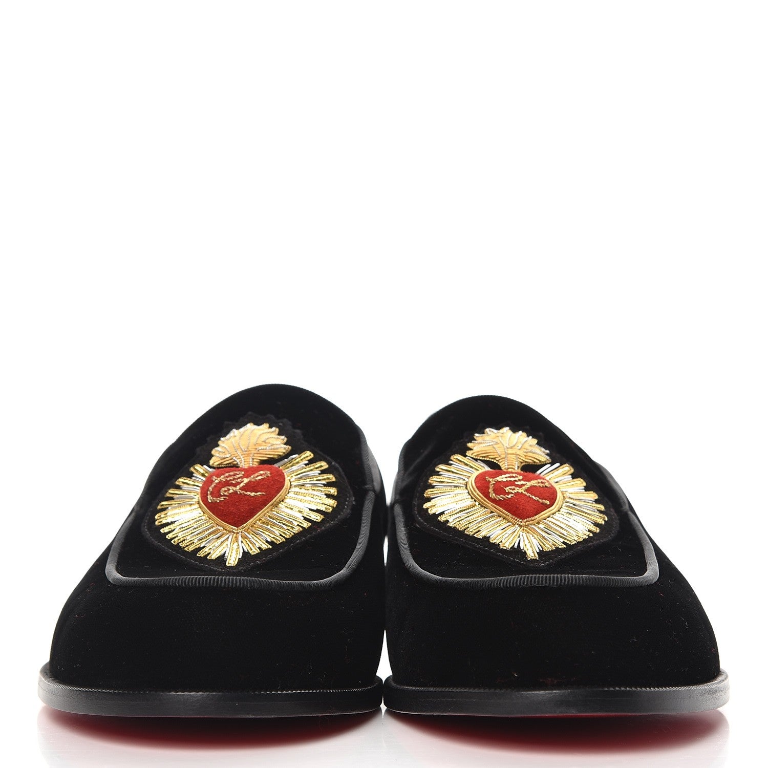 Christian Louboutin Velvet Perou Corazon Flats 39.5 Black 2 of 7