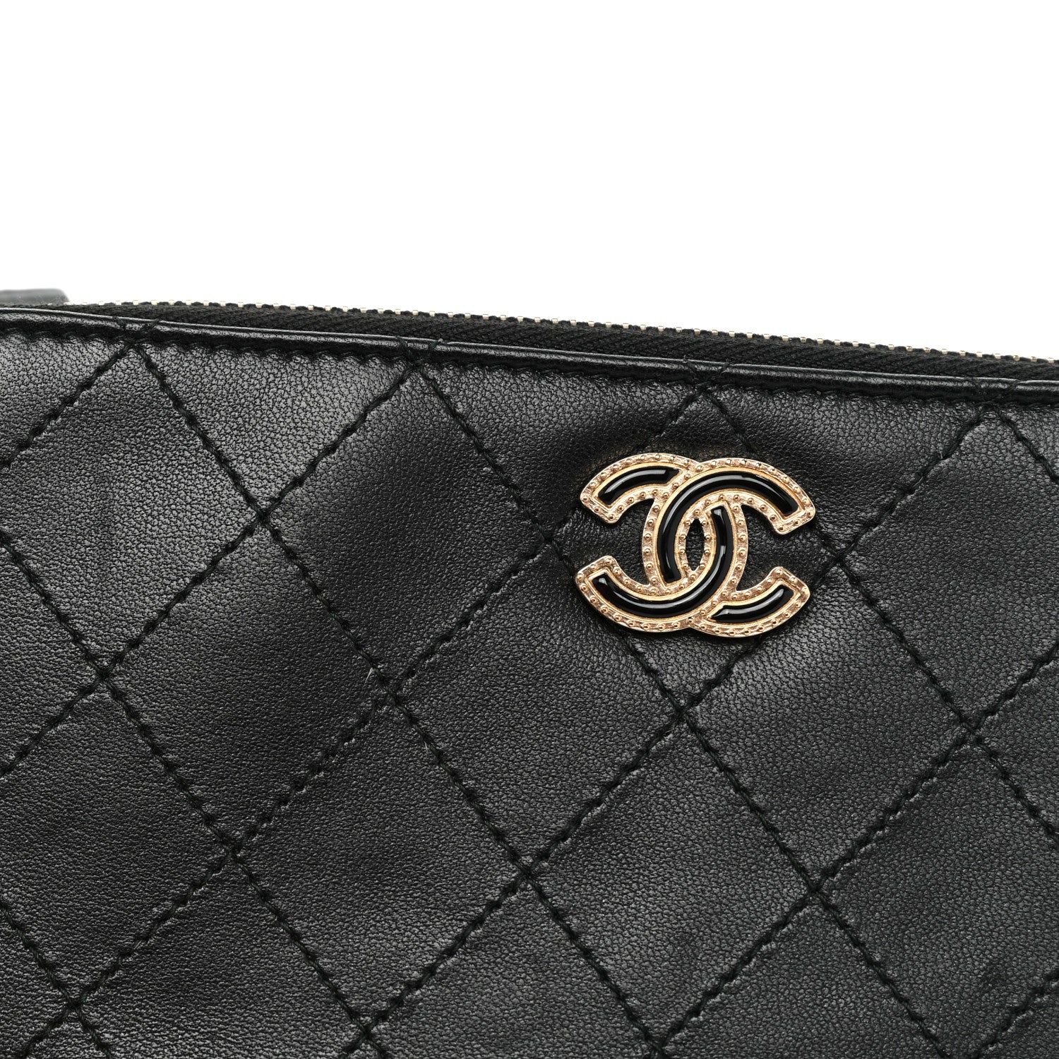 Chanel Goatskin Enamel Quilted Small Clutch With Chain Black 10 of 13