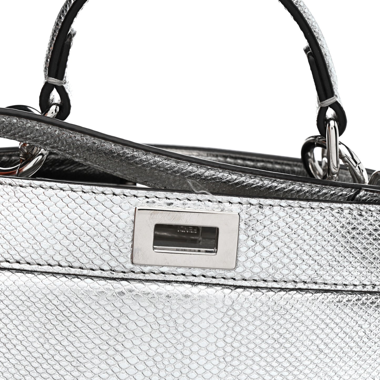 Metallic Karung Petite Peekaboo I SEE U Satchel Argento
