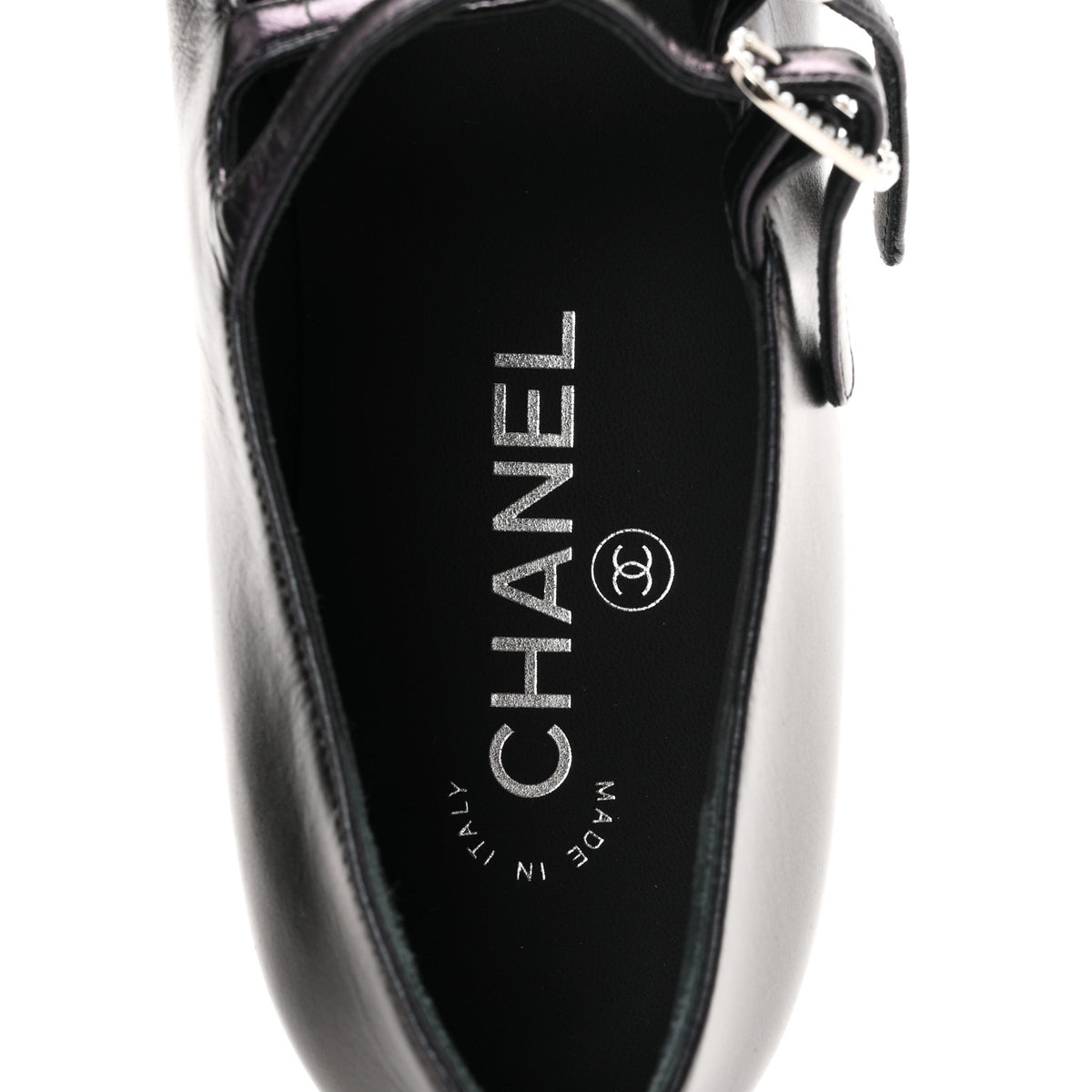Chanel Lambskin Grosgrain Pearl Mary Jane Flats 38 Black 8 of 9
