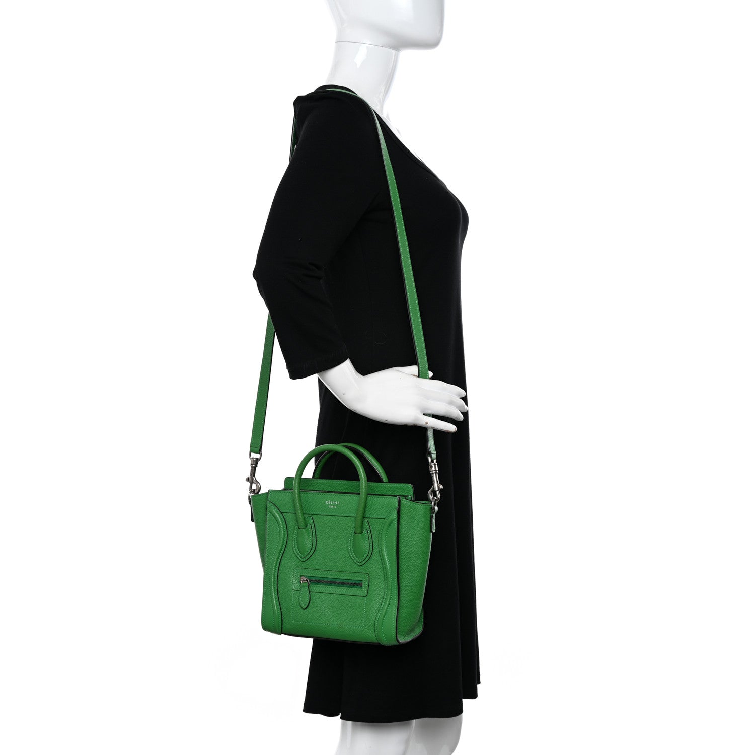 Celine Drummed Calfskin Nano Luggage Mint 2 of 11