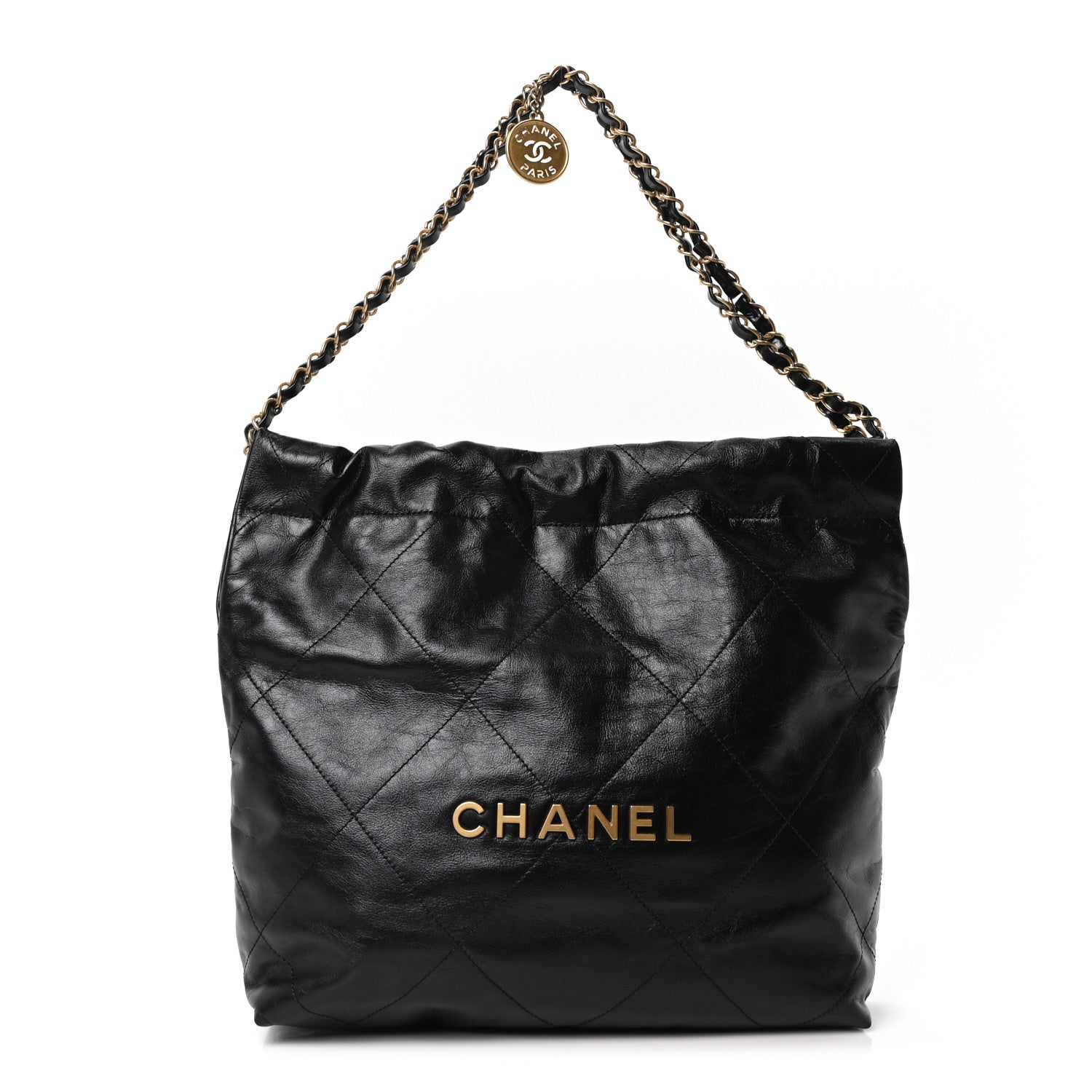 Chanel Shiny Calfskin Quilted Small Chanel 22 Black 1 of 10