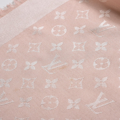 Louis Vuitton Silk Wool Monogram Denim Shawl Pink 6 of 11