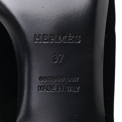 Hermes Velvet Vincennes Mules 37 Black 7 of 10
