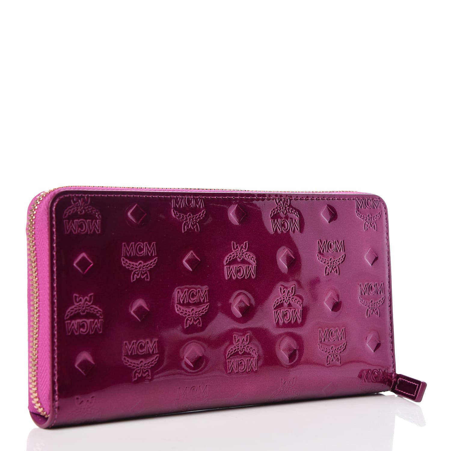 MCM Mongram Patent Large Zip Around Wallet Viva Lila 3 of 8