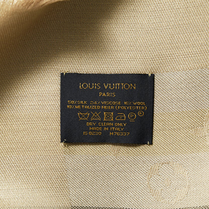 Louis Vuitton Silk Lurex Wool So Shine Monogram Shawl Beige 3 of 5