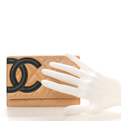 Chanel Calfskin Quilted Cambon Flap Wallet Beige Black 2 of 10