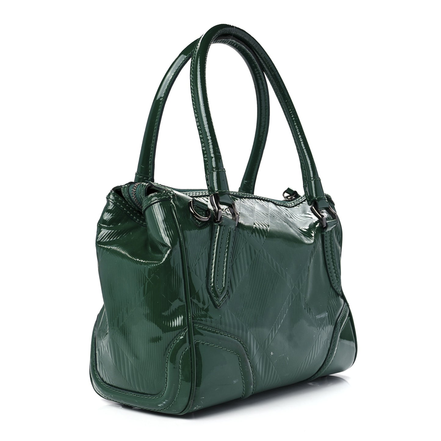 Patent Check Embossed Medium Anford Convertible Bowling Bag Dark Green