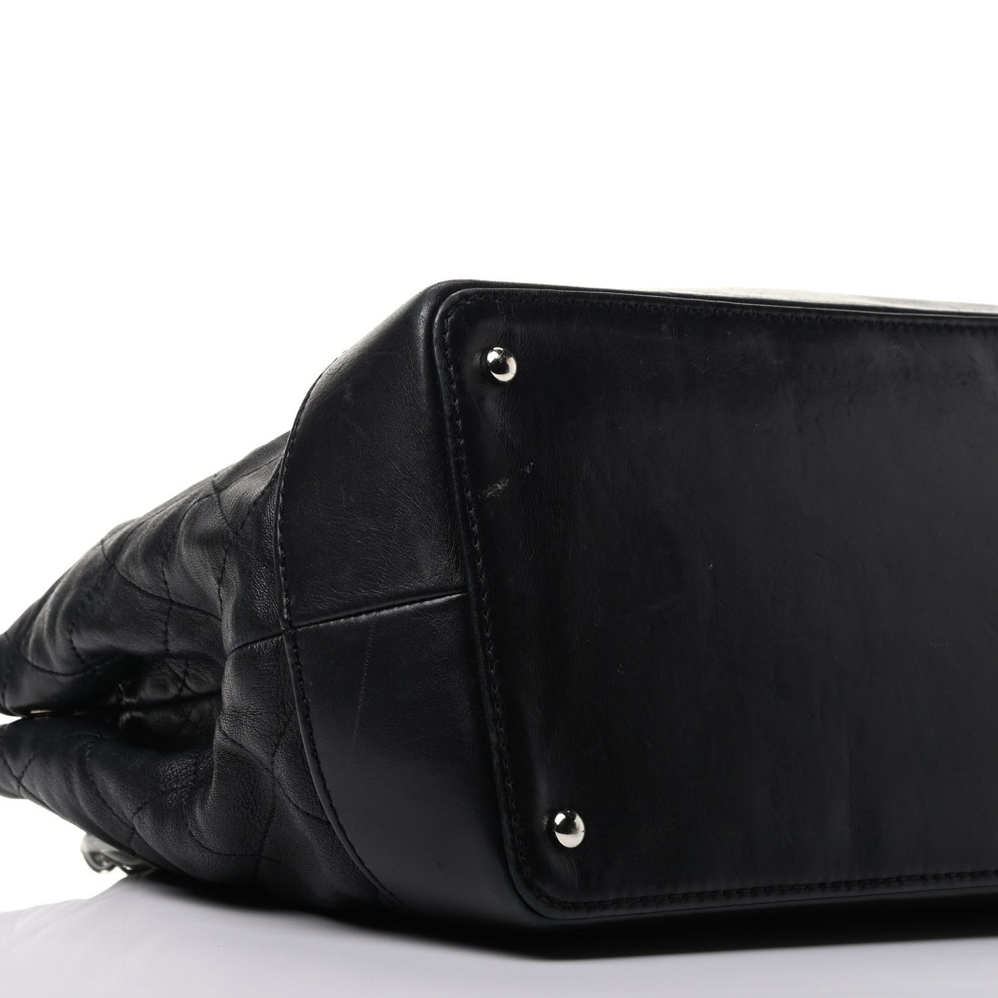 Calfskin Stitched Medium VIP Shopping Tote Black