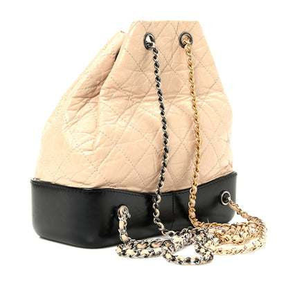 Chanel Aged Calfskin Quilted Small Gabrielle Backpack Beige Black 3 of 10