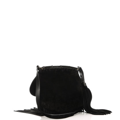 Gucci Suede Medium Nouveau Fringe Shoulder Bag Black 3 of 7