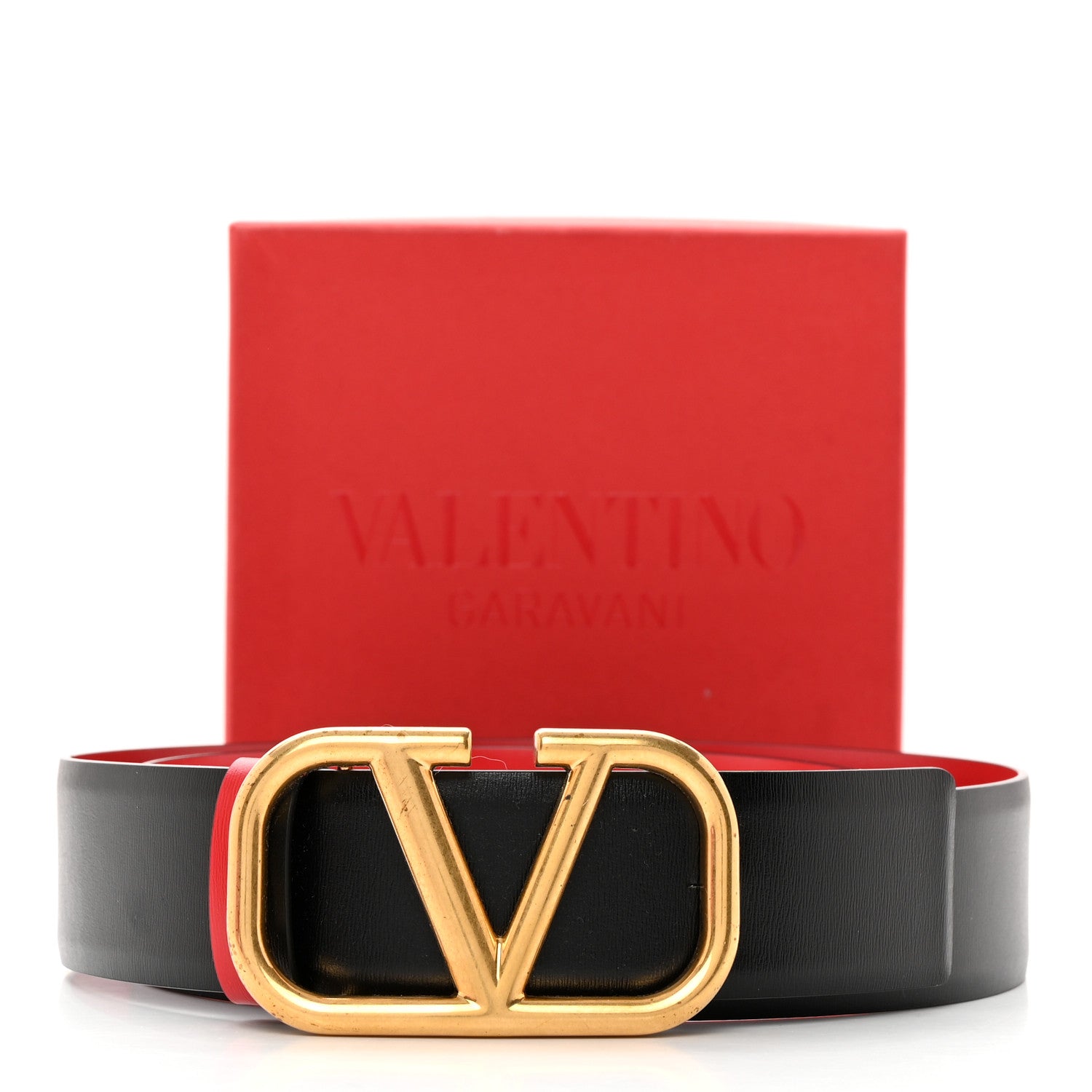Valentino Garavani Glossy Calfskin VLogo Reversible 40mm Belt 85 34 Black Rouge Pur 8 of 8